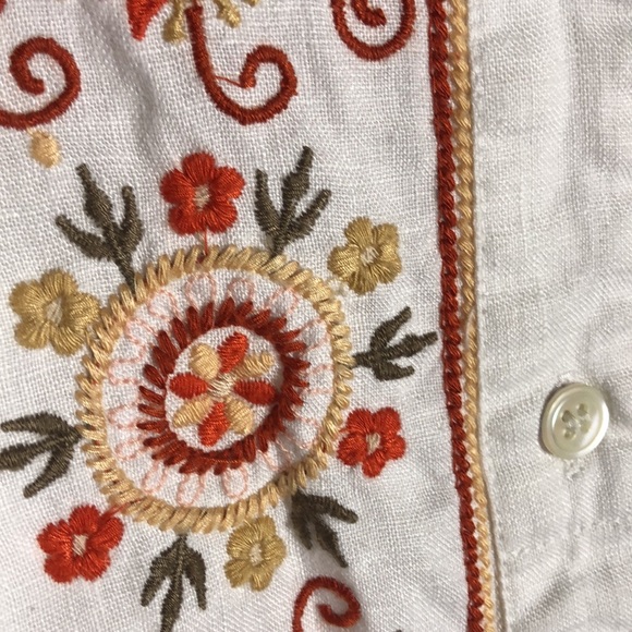 100% Linen Embroidered Top SzM - Picture 5 of 5